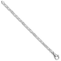 14K White Gold 5.8mm Hand Polished Fancy Link Bracelet with Fancy Lobster Clasp, 8" view 2