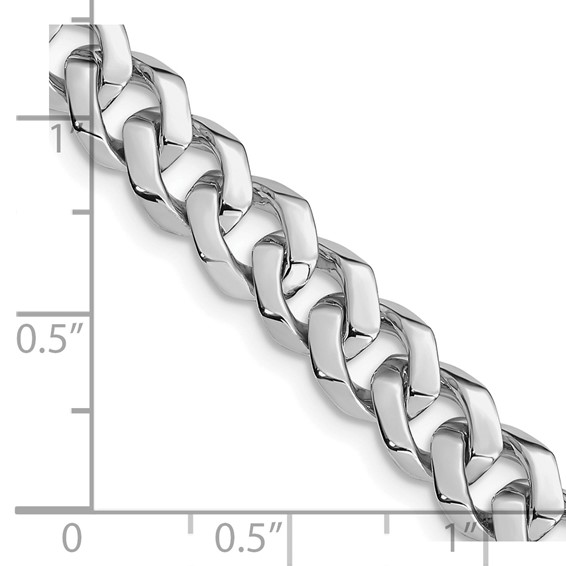 14K White Gold 8mm Hand Polished Fancy Link with Fancy Lobster Clasp Chain (per inch)