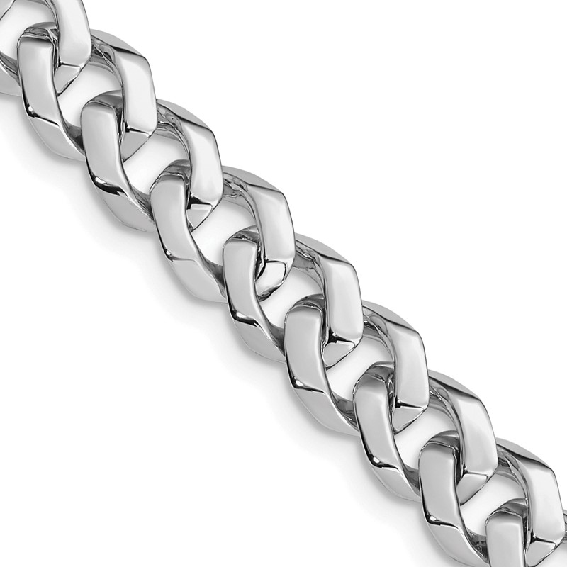 14K White Gold 18 inch 8mm Hand Polished Fancy Link with Fancy Lobster Clasp Chain