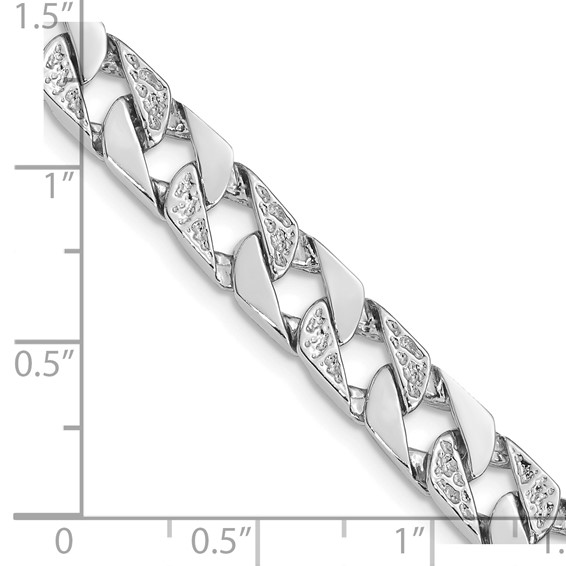 14K White Gold 7.5mm Hand Polished Fancy Link with Fancy Lobster Clasp Chain (per inch)