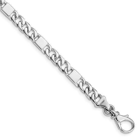 14K White Gold 9 inch 5.6mm Hand Polished Fancy Link with Fancy Lobster Clasp Bracelet