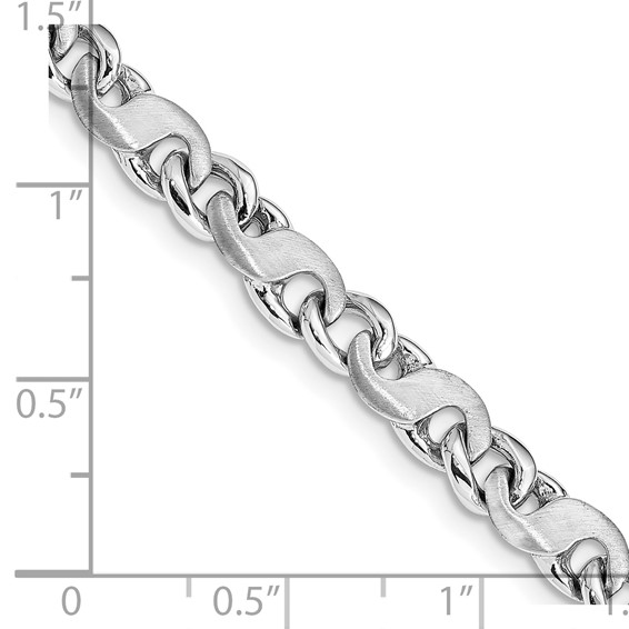 14K White Gold 5.4mm Hand Polished and Satin Fancy S-Link with Fancy Lobster Clasp Chain (per inch)
