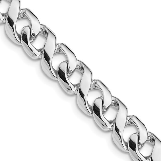 14K White Gold  8.75mm Hand Polished Fancy Link with Fancy Lobster Clasp Chain (per inch)