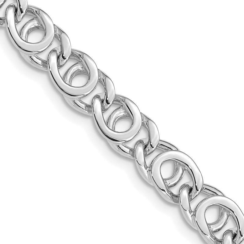 14K White Gold 22 inch 7mm Hand Polished Fancy Link with Fancy Lobster Clasp Chain