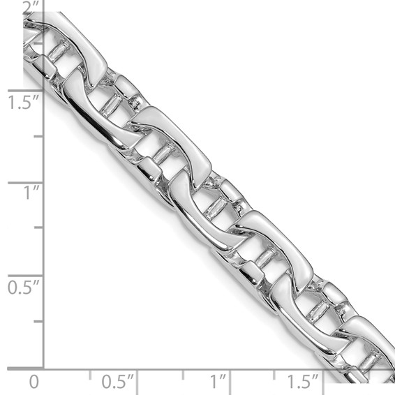 14K White Gold 8.5mm Hand Polished Fancy Link with Fancy Lobster Clasp Chain (per inch)