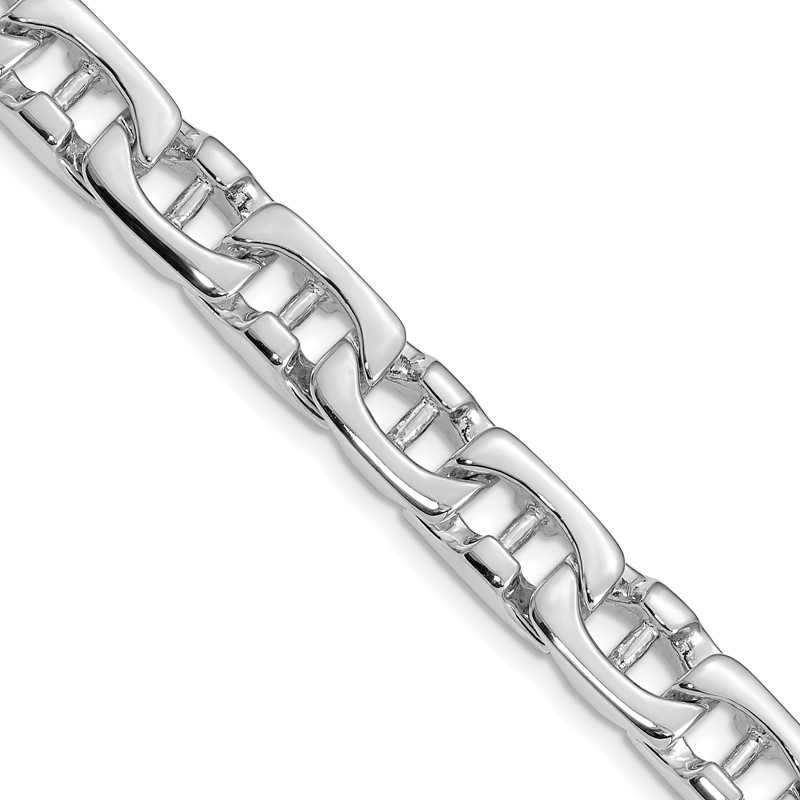 14K White Gold 22 inch 8.5mm Hand Polished Fancy Link with Fancy Lobster Clasp Chain