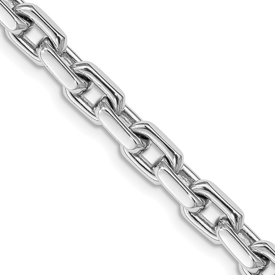 14K White Gold 5.4mm Hand Polished Fancy Link with Lobster Clasp Chain (per inch)