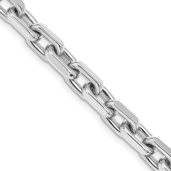 14K White Gold 7mm Hand Polished Fancy Link with Lobster Clasp Chain (per inch)
