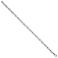 14K White Gold 5.1mm Hand Polished Fancy Link Bracelet with Lobster Clasp, 8.5" view 2