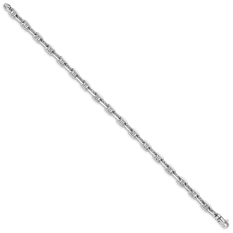 14K White Gold 8.5 inch 5.1mm Hand Polished Fancy Link with Lobster Clasp Bracelet