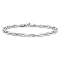 14K White Gold 5.1mm Hand Polished Fancy Link Bracelet with Lobster Clasp, 8.5" view 3