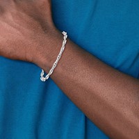 14K White Gold 5.1mm Hand Polished Fancy Link Bracelet with Lobster Clasp, 8.5" view 4