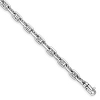 14K White Gold 5.1mm Hand Polished Fancy Link Bracelet with Lobster Clasp, 8.5" view 1