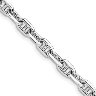 14K White Gold 5.1mm Hand Polished Fancy Link with Lobster Clasp Chain (per inch)