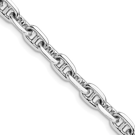 14K White Gold 5.1mm Hand Polished Fancy Link with Lobster Clasp Chain (per inch)