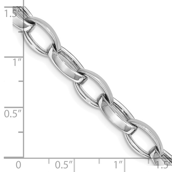 14K White Gold 6.6mm Hand Polished and Satin Fancy Link with Fancy Lobster Clasp Chain (per inch)