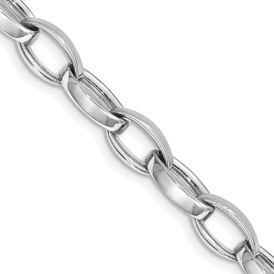14K White Gold 6.6mm Hand Polished and Satin Fancy Link with Fancy Lobster Clasp Chain (per inch)