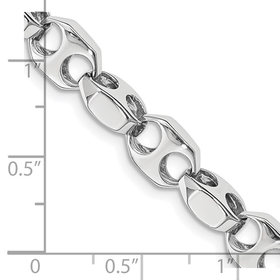 14K White Gold 24 inch 7.2mm Hand Polished Fancy Link with Fancy Lobster Clasp Chain