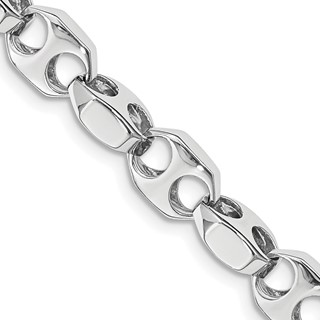 14K White Gold 24 inch 7.2mm Hand Polished Fancy Link with Fancy Lobster Clasp Chain