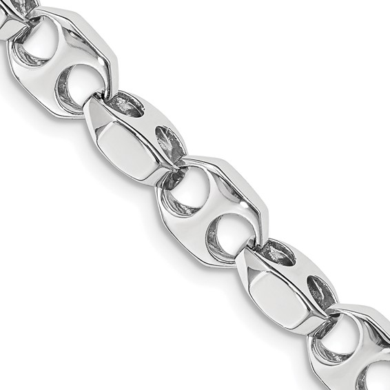 14K White Gold 24 inch 7.2mm Hand Polished Fancy Link with Fancy Lobster Clasp Chain