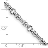 14K White Gold 3.5mm Hand Polished and Textured Fancy Link Bracelet with Fancy Lobster Clasp, 8" view 2