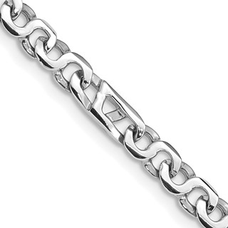 14K White Gold 4.3mm Hand Polished Fancy Link with Fancy Lobster Clasp Chain (per inch)