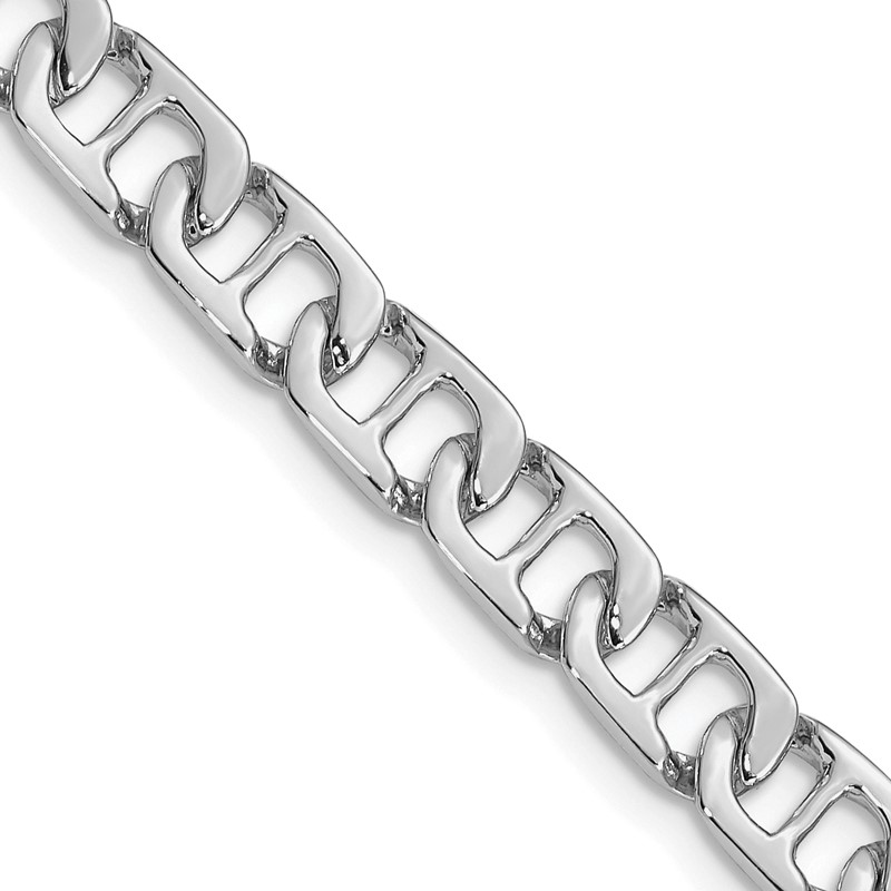 14K White Gold 20 inch 6.5mm Hand Polished Fancy Anchor Link with Fancy Lobster Clasp Chain