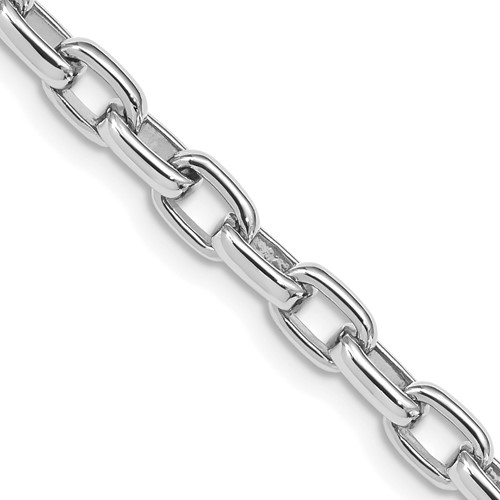 14K White Gold 5mm Hand Polished Fancy Link Bracelet with Lobster Clasp, 8.5"