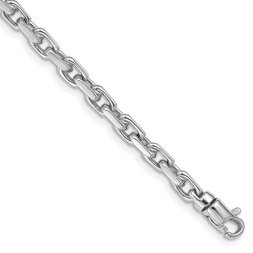 14K White Gold 4.2mm Hand Polished Fancy Link Bracelet with Lobster Clasp, 8.25"