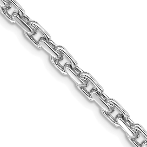 14K White Gold 4.2mm Hand Polished Fancy Link with Lobster Clasp Chain (per inch)