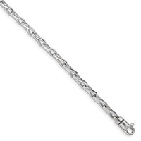 14K White Gold 3.5mm Hand Polished Fancy Link Bracelet with Lobster Clasp, 7.25" view 1