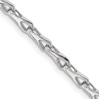14K White Gold 3.5mm Hand Polished Fancy Link with Lobster Clasp Chain (per inch)