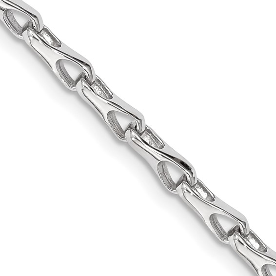 14K White Gold 3.5mm Hand Polished Fancy Link with Lobster Clasp Chain (per inch)