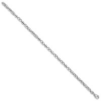 14K White Gold 4.1mm Polished Fancy Barrel Link Bracelet with Fancy Lobster Clasp, 8" view 2