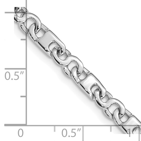 14K White Gold 4.4mm Hand Polished Fancy Link with Fancy Lobster Clasp Chain (per inch)