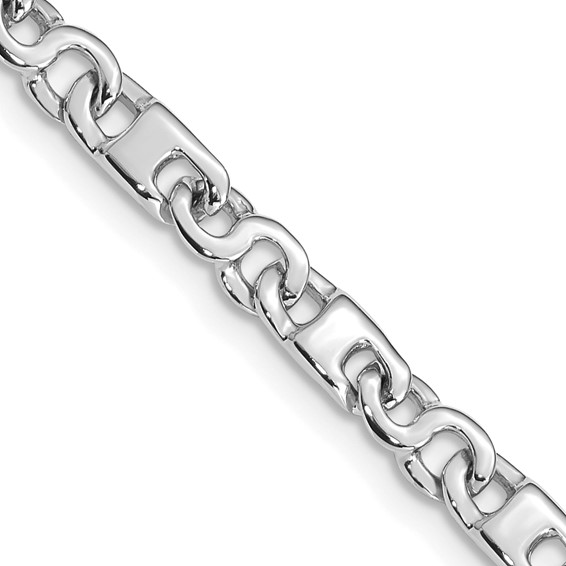 14K White Gold 4.4mm Hand Polished Fancy Link with Fancy Lobster Clasp Chain (per inch)