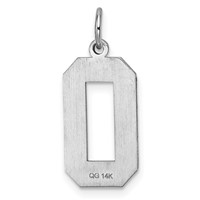 14K White Gold Large Brushed Diamond-cut Number 0 Charm view 4