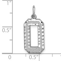14K White Gold Large Brushed Diamond-cut Number 0 Charm view 3