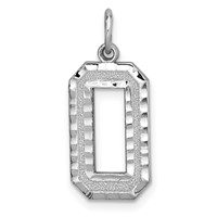14K White Gold Large Brushed Diamond-cut Number 0 Charm view 1