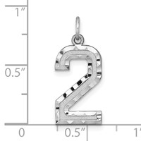 14kw Large Brushed Diamond-cut Number 2 Charm view 3