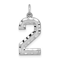 14kw Large Brushed Diamond-cut Number 2 Charm view 1