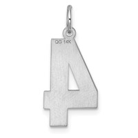 14K White Gold Large Brushed Diamond-cut Number 4 Charm view 4