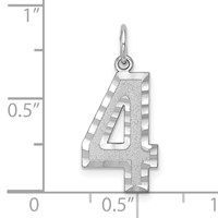 14K White Gold Large Brushed Diamond-cut Number 4 Charm view 3