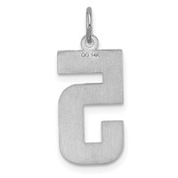 14K White Gold Large Brushed Diamond-cut Number 5 Charm view 4