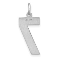 14K White Gold Large Brushed Diamond-cut Number 7 Charm view 4