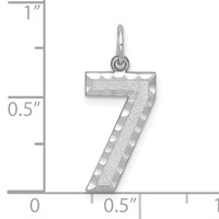 14K White Gold Large Brushed Diamond-cut Number 7 Charm view 3