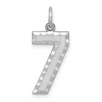 14K White Gold Large Brushed Diamond-cut Number 7 Charm view 1
