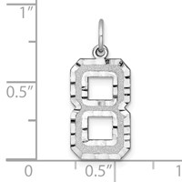 14K White Gold Large Brushed Diamond-cut Number 8 Charm view 3