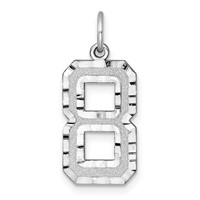 14K White Gold Large Brushed Diamond-cut Number 8 Charm view 1