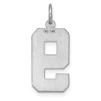 14K White Gold Large Brushed Diamond-cut Number 9 Charm view 4